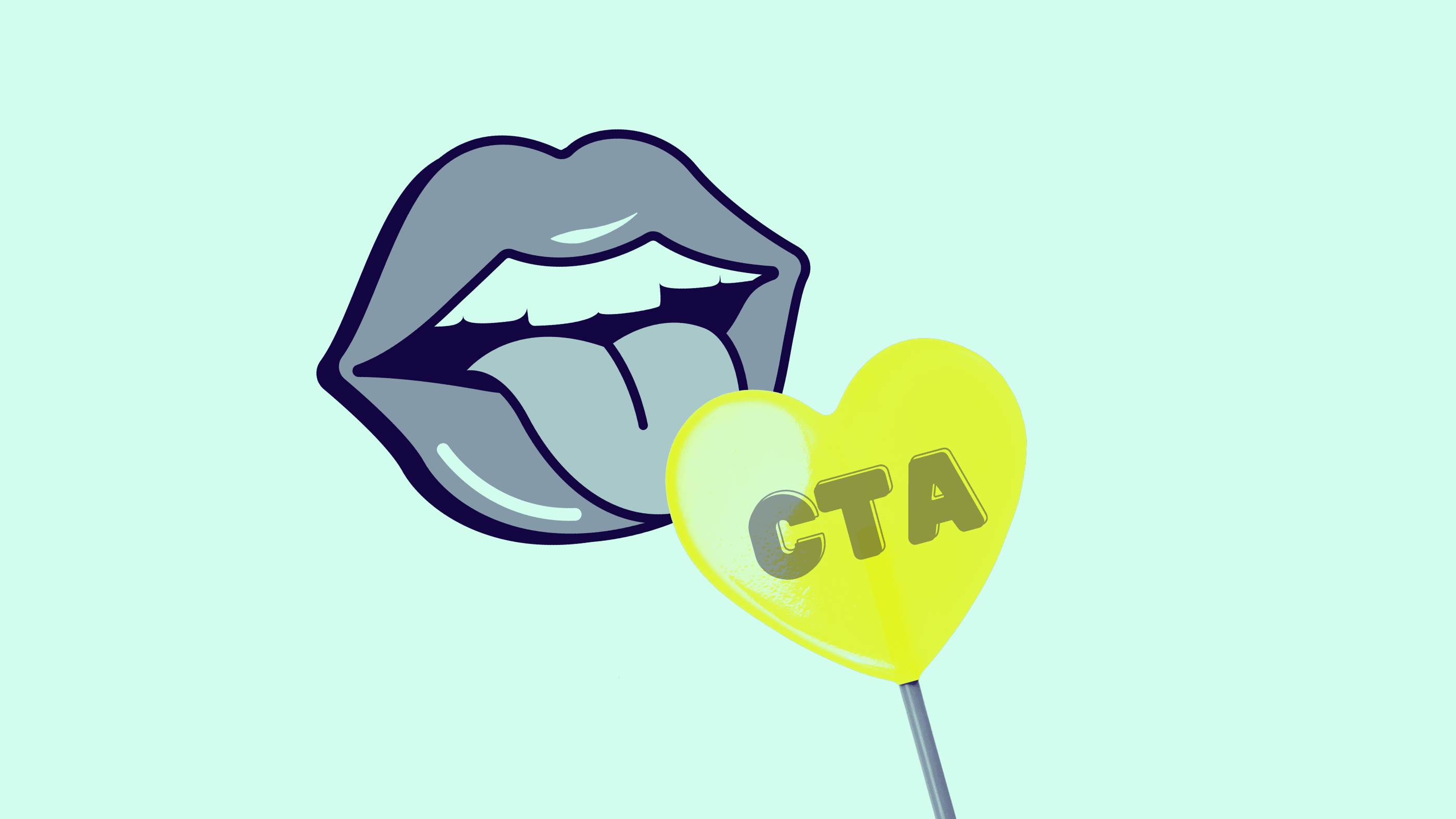 Illustration von einem Mund sowie einem Lolli mit der Aufschrift "CTA".